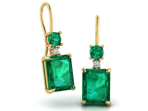 Emerald Crown Earrings side view
