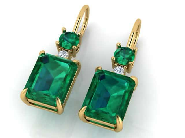 Emerald Crown Earrings pair