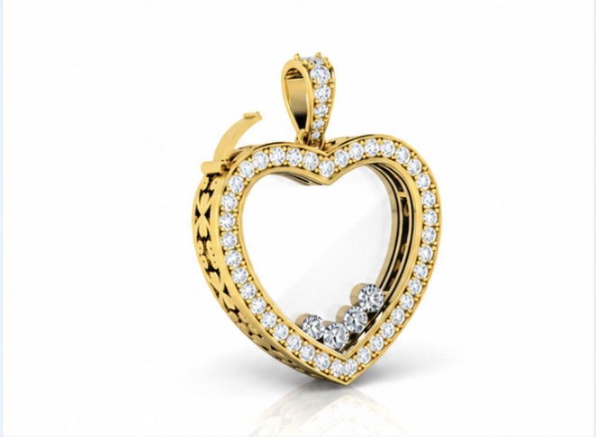 Sérene heart diamond pendant in yellow gold