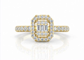Orienne halo diamond ring in yellow gold — front view