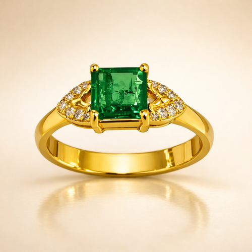 Emerald Solitaire Ring — front