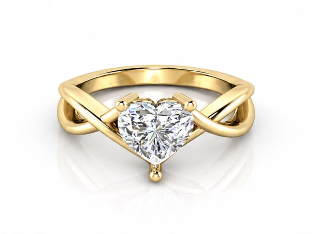 Amara heart diamond solitaire ring front view