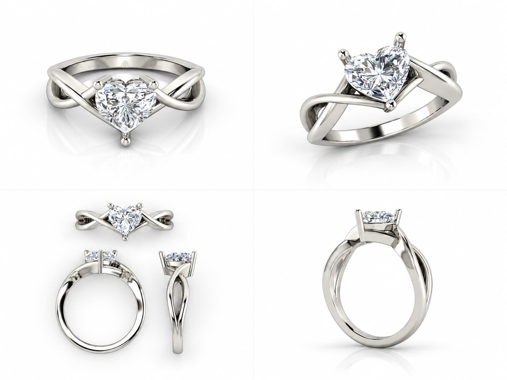 Amara heart diamond solitaire ring in white gold