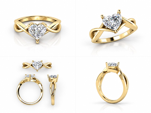 Amara heart diamond solitaire ring in yellow gold