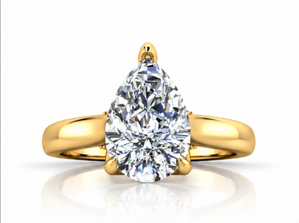 Solévia pear diamond solitaire ring front view