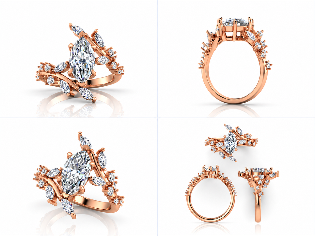 Caelisse rose gold ring from multiple angles