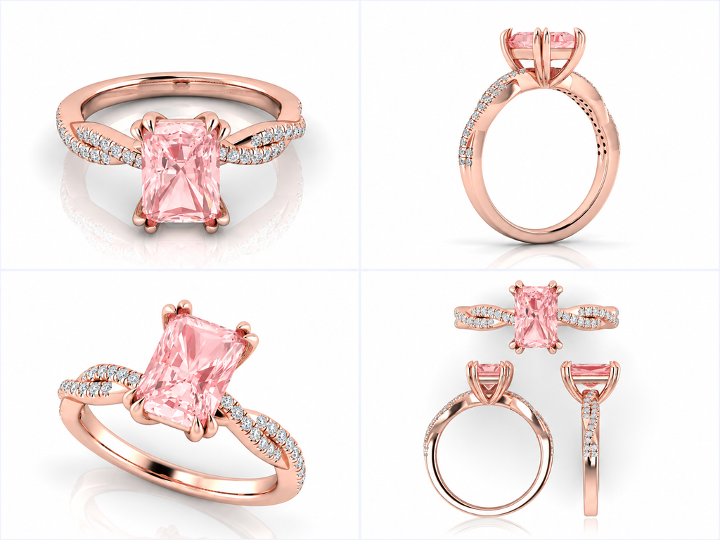 Rose rose gold ring from multiple angles