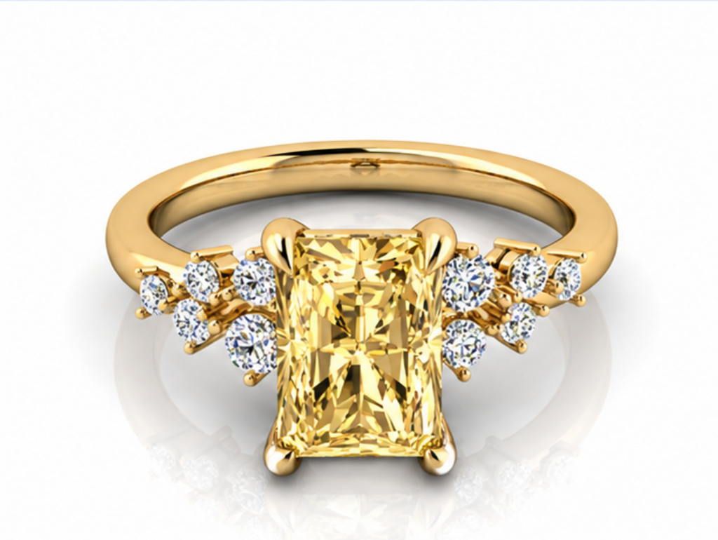 Elysanthe yellow gemstone ring in yellow gold, front view