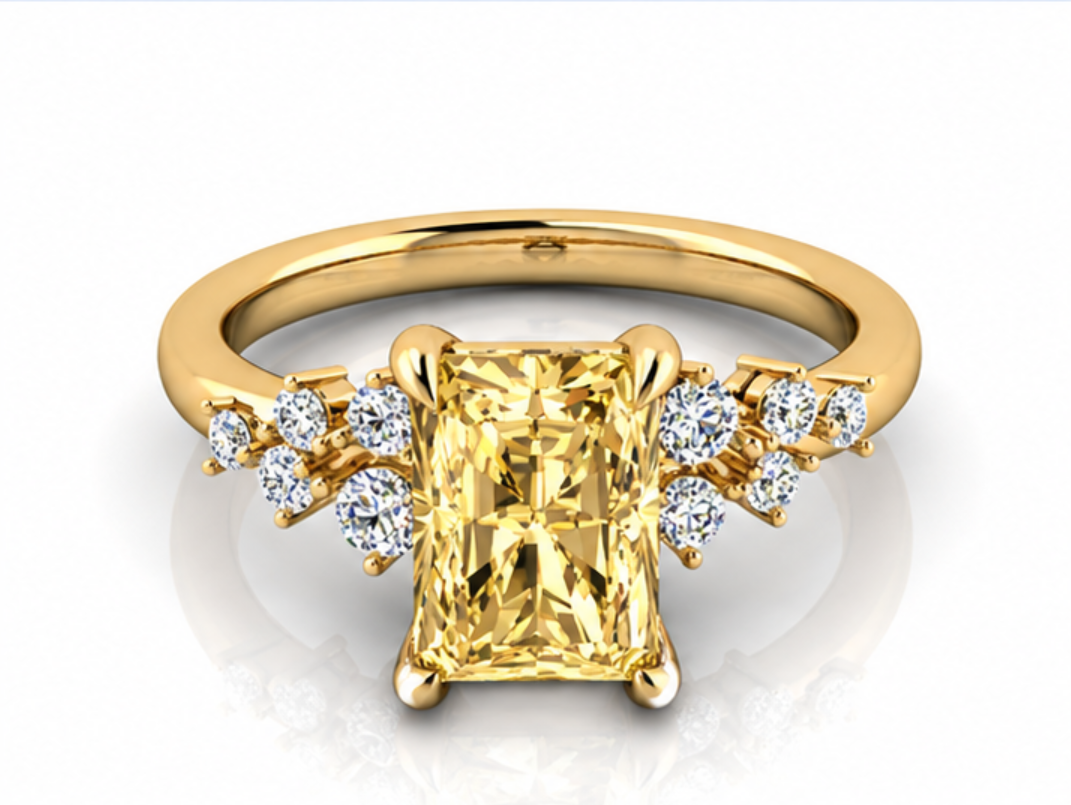 Elysanthe yellow gemstone ring in yellow gold, front view