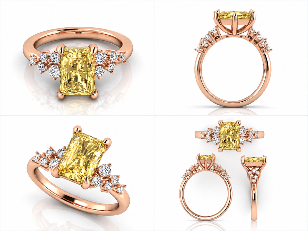 Elysanthe rose gold ring from multiple angles