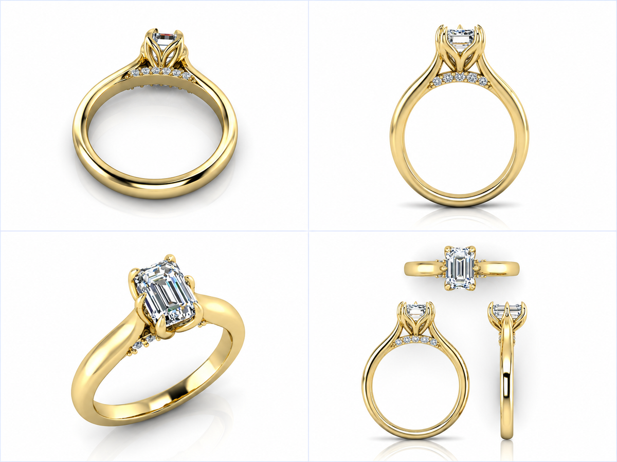 Arquelle in yellow gold, multiple views