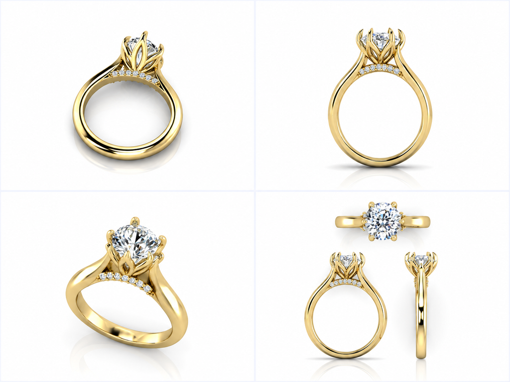 Fiora in yellow gold, multiple views