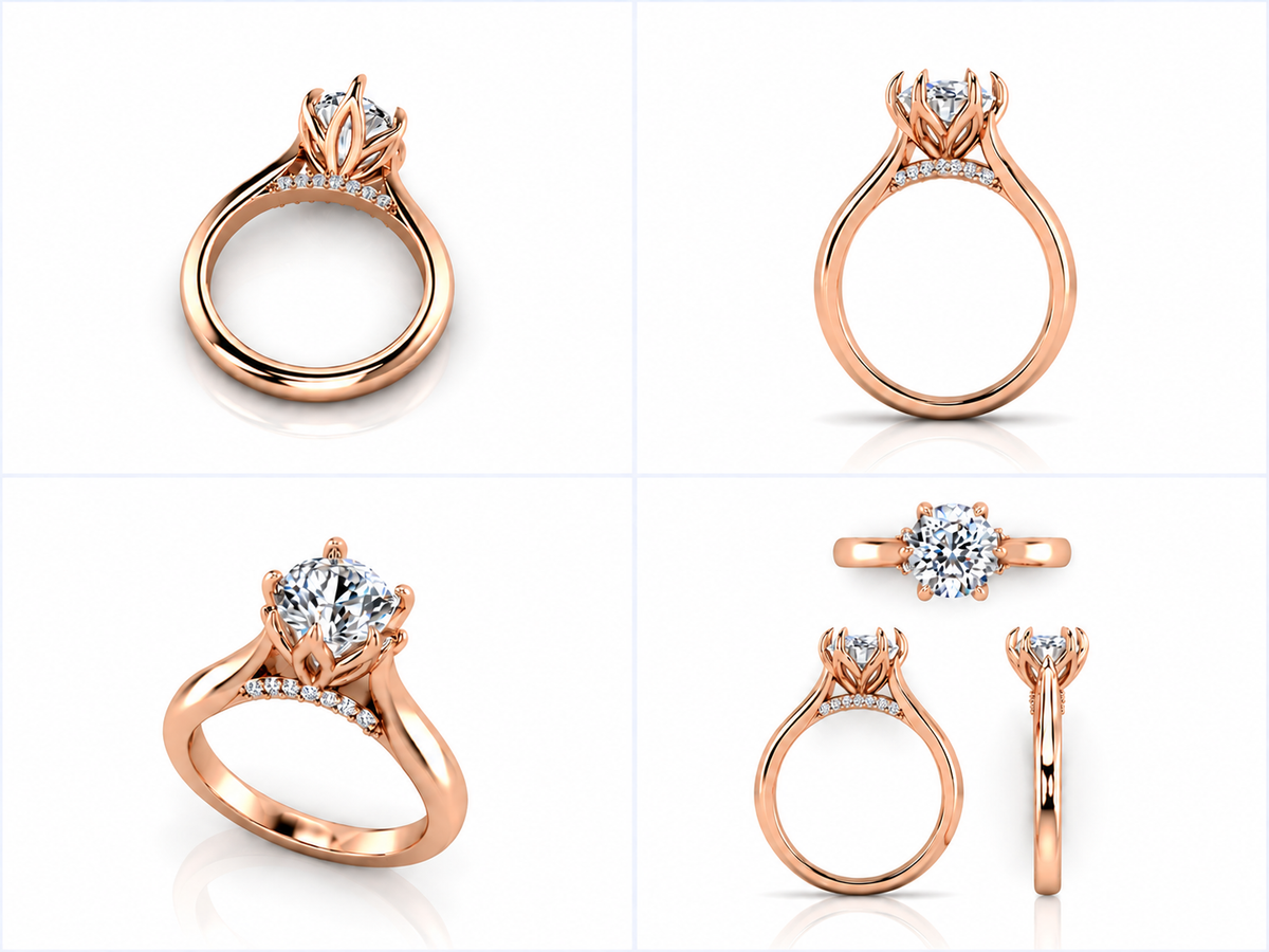 Fiora in rose gold, multiple views