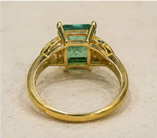 Emerald Solitaire Ring — back